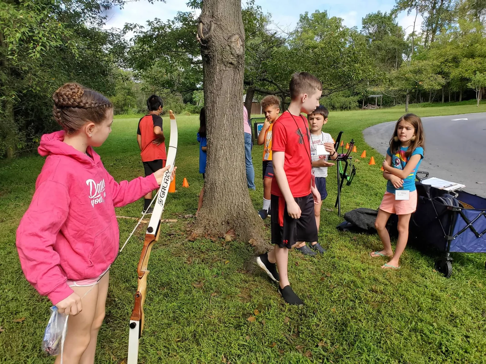 Lower School students participating in archery